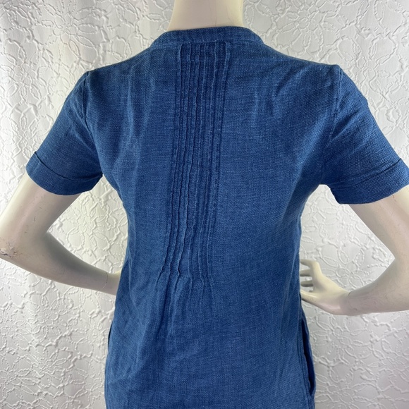 Faherty linen Blue Basketweave Hana dress - Picture 8 of 11